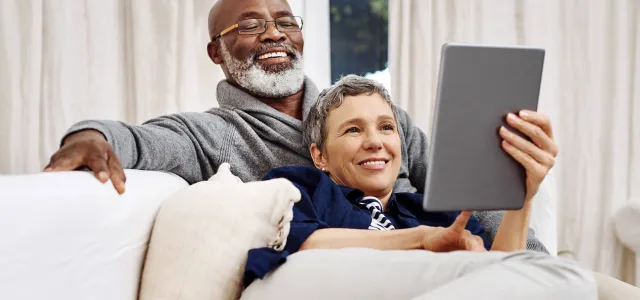 Senior couple in couch together
